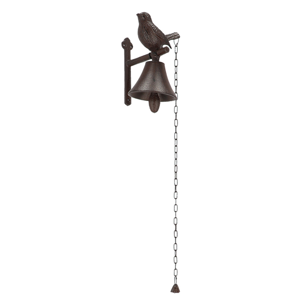 Decoratiune clopotel maro din metal 20 cm Bird Esschert Design