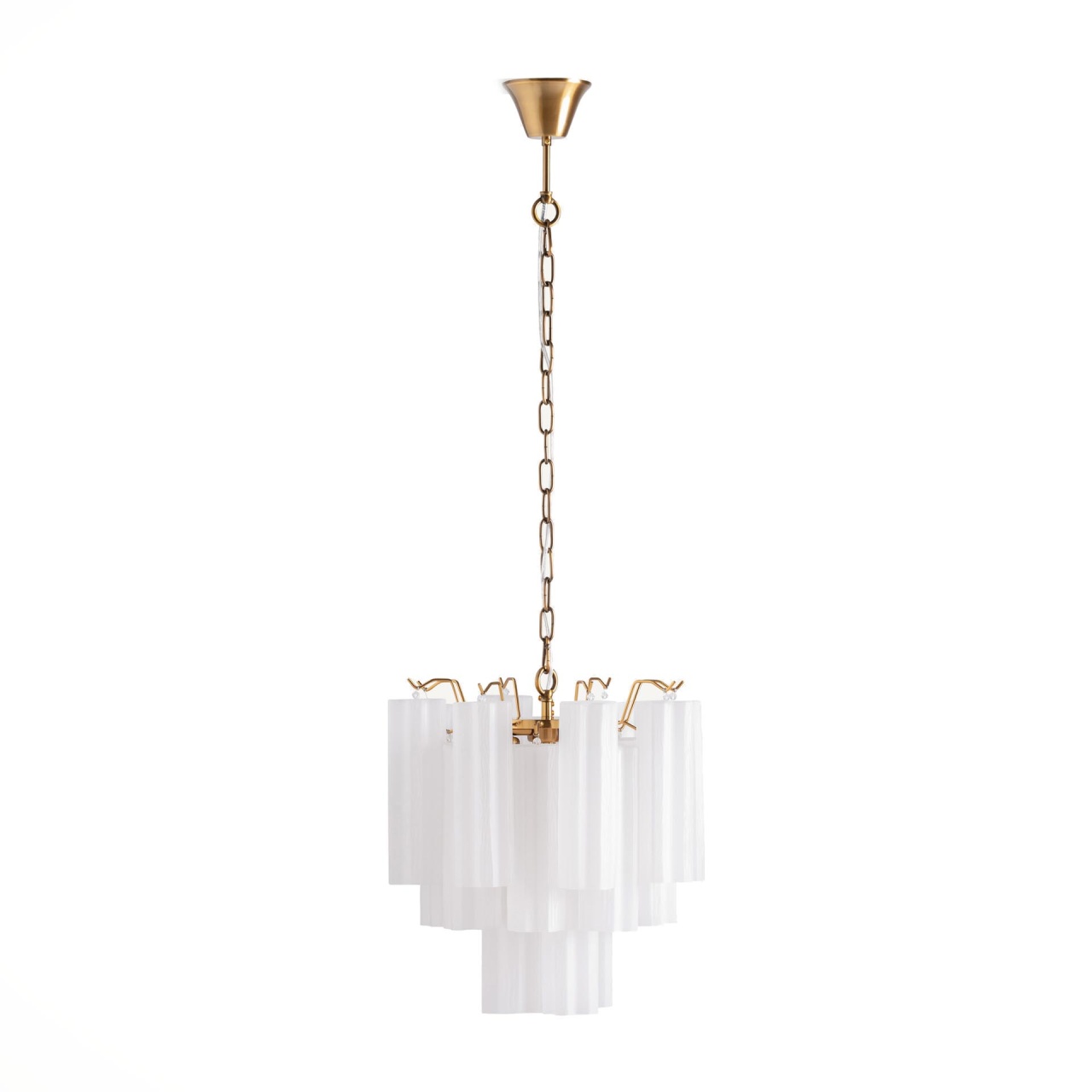 lustra dormitor Lustra alba/aurie din sticla cu 3 becuri Colgar Vical Home