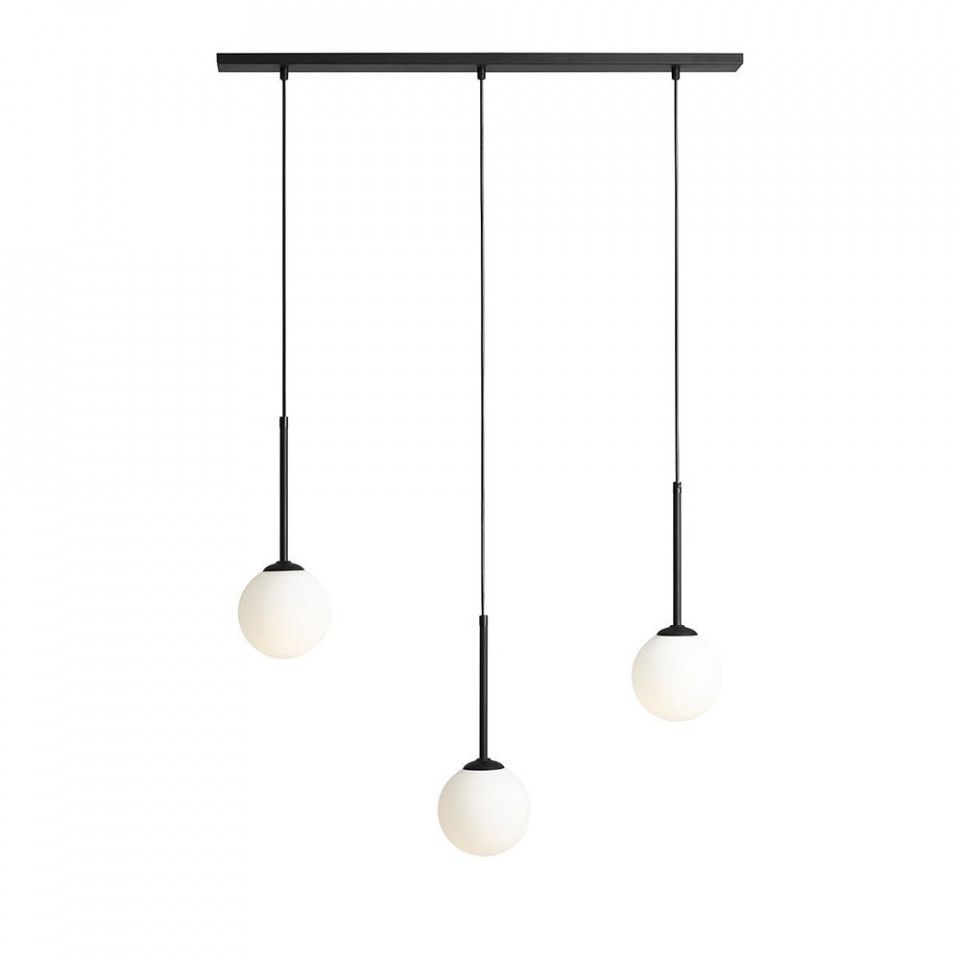 Quiet Object Lustra alba/neagra din sticla cu 3 becuri Bosso III Quiet Object