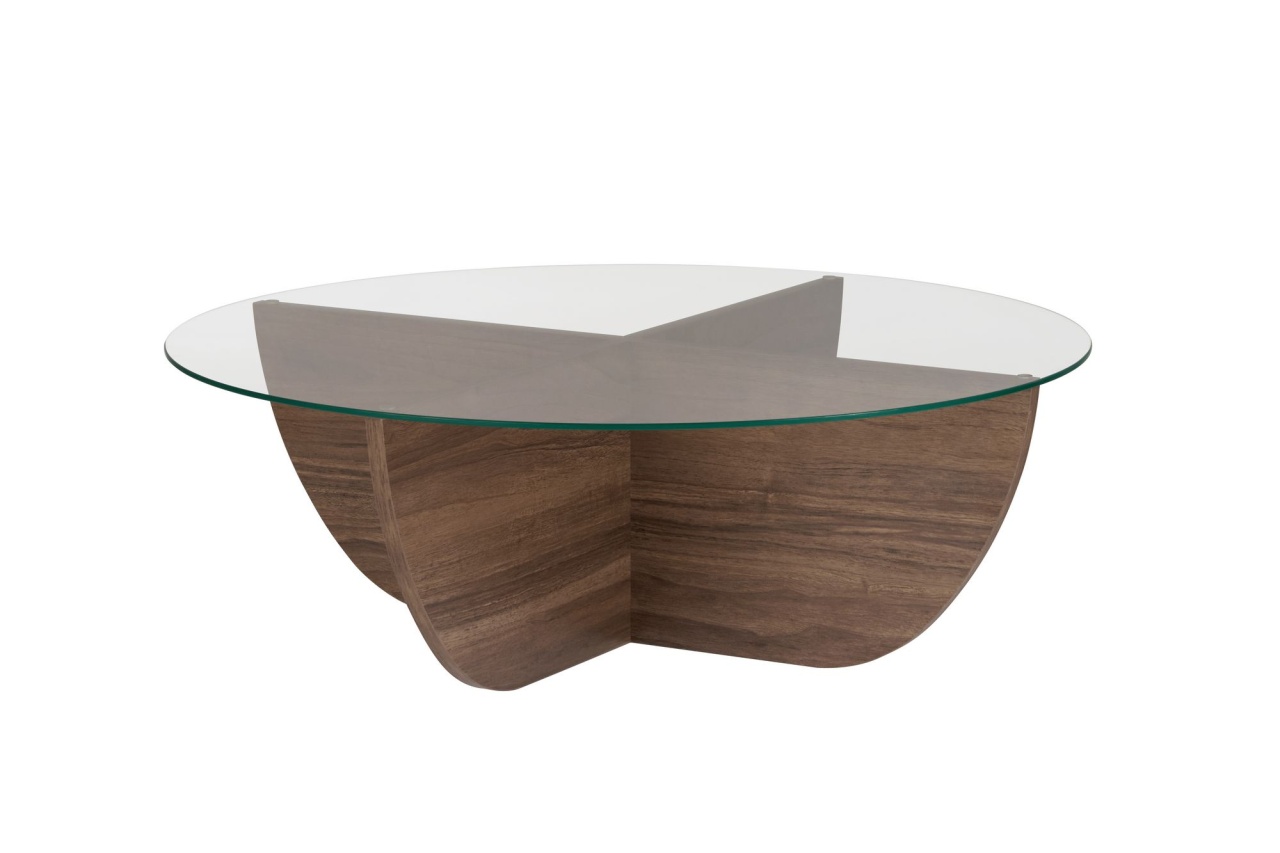 masa de sticla Masa de cafea maro/transparenta din sticla 90 cm Liya Nordure