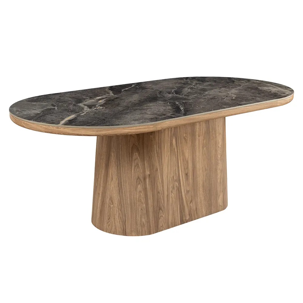 scaune dining gri Masa dining gri/maro din lemn 100x200 cm Unique The Home Collection