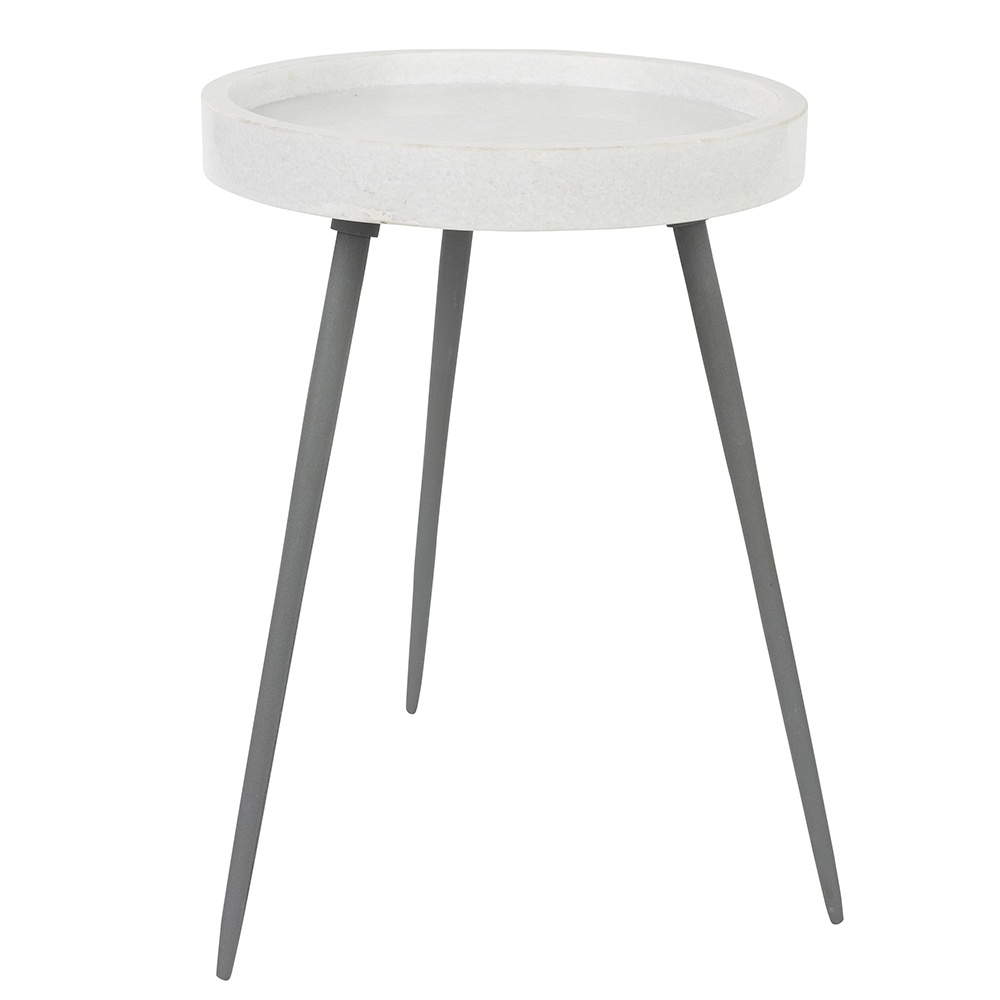 Accent Tables Masa laterala alba din marmura 33 cm Karrara Quiet Object