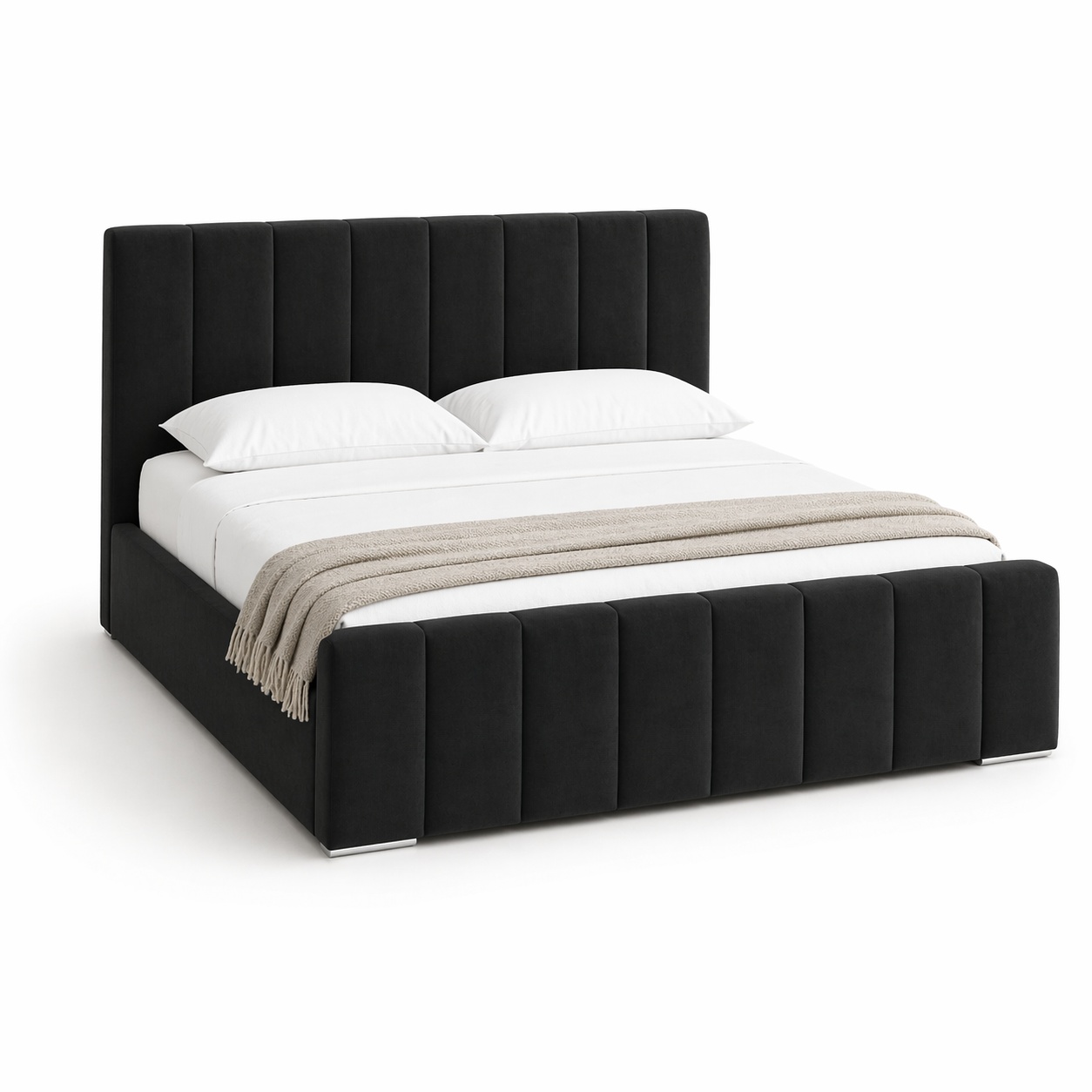 Beds & Bed Frames Pat negru din catifea 160x200 cm Iris FURPOL