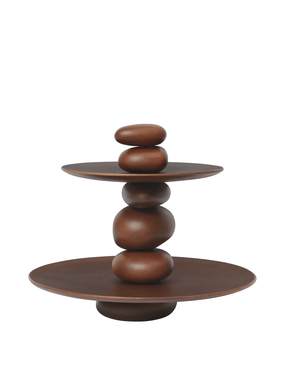 Platou cu 2 niveluri maro inchis din lemn 27 cm Pebble Ferm Living