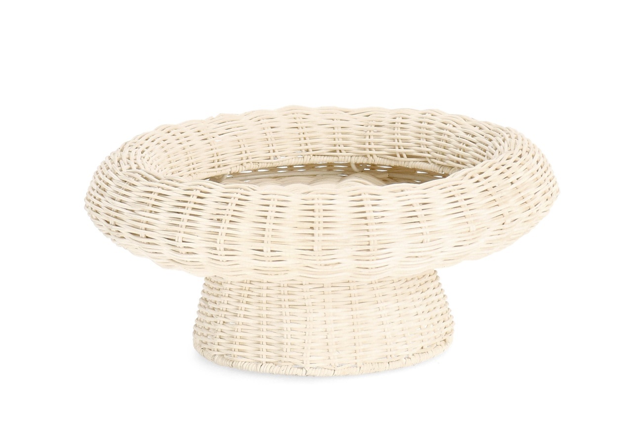 Bizzotto Platou cu picior decorativ bej din ratan 35 cm Irele Bizzotto