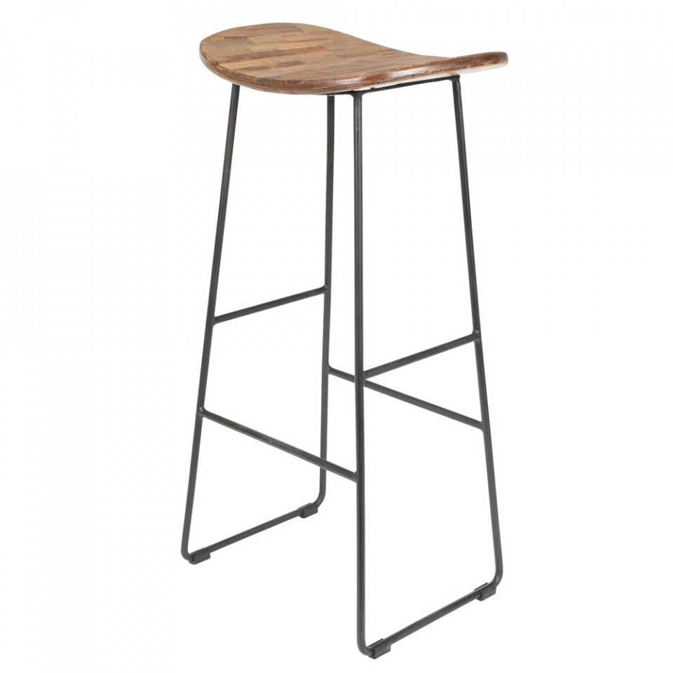 Table & Bar Stools Scaun bar maro/negru din lemn Tangle Quiet Object
