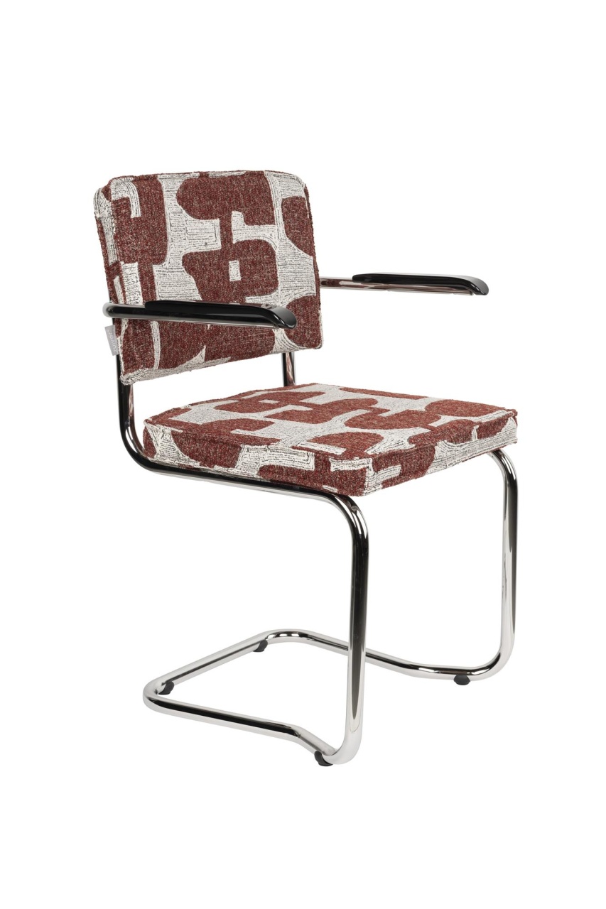 Chairs Scaun dining alb/rosu din textil Ridge Deco Kink Arms Zuiver
