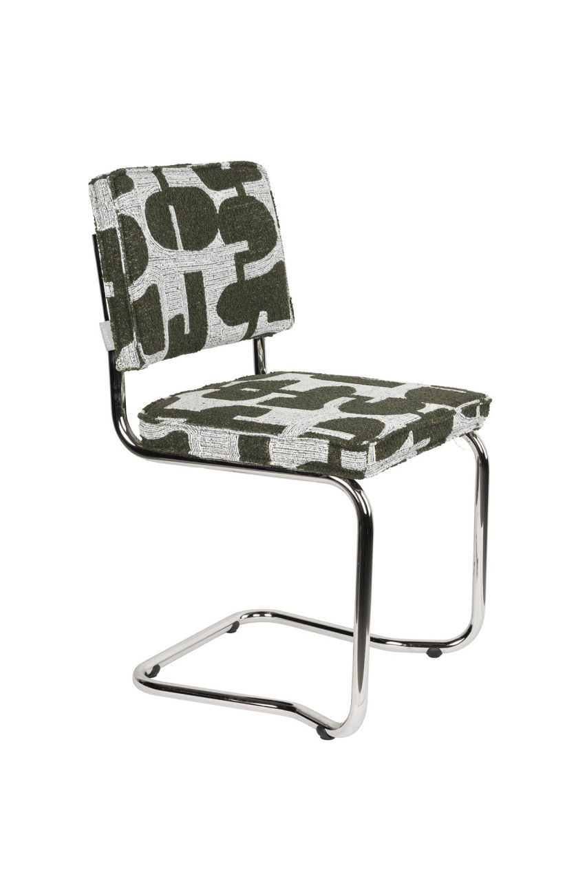 Chairs Scaun dining alb/verde din textil Ridge Deco Kink Zuiver