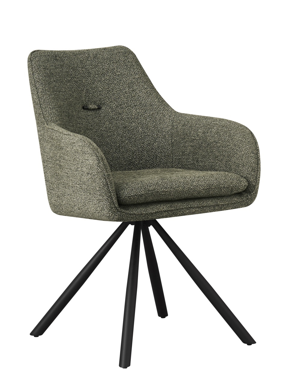 Chairs Scaun dining rotativ negru/verde din textil Falak Bizzotto