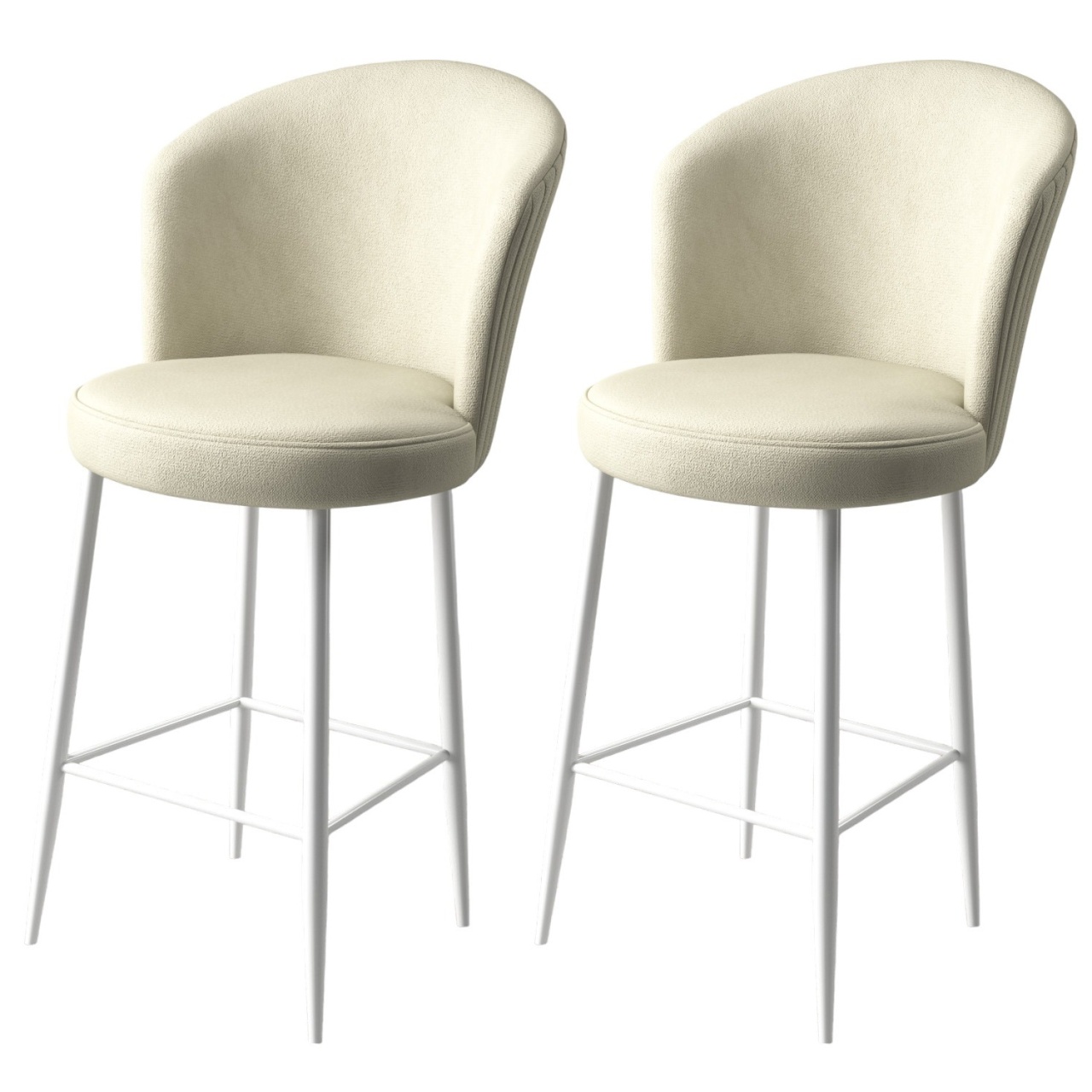 Chairs Set 2 scaune bar crem/alb din textil Fora The Home Collection