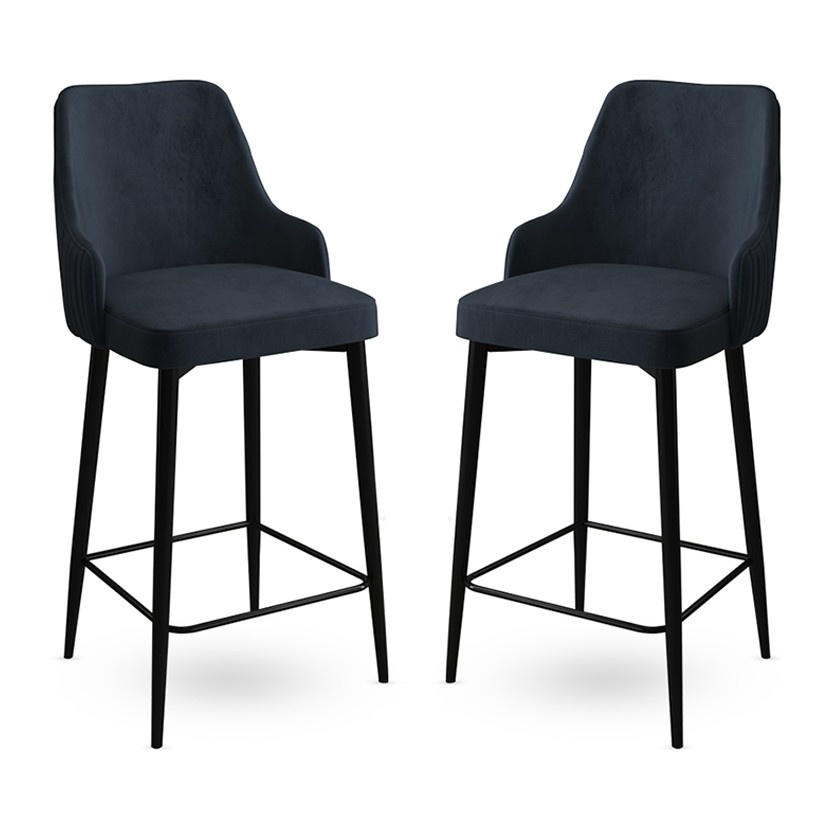 Chairs Set 2 scaune bar gri antracit/negre din textil Enox The Home Collection