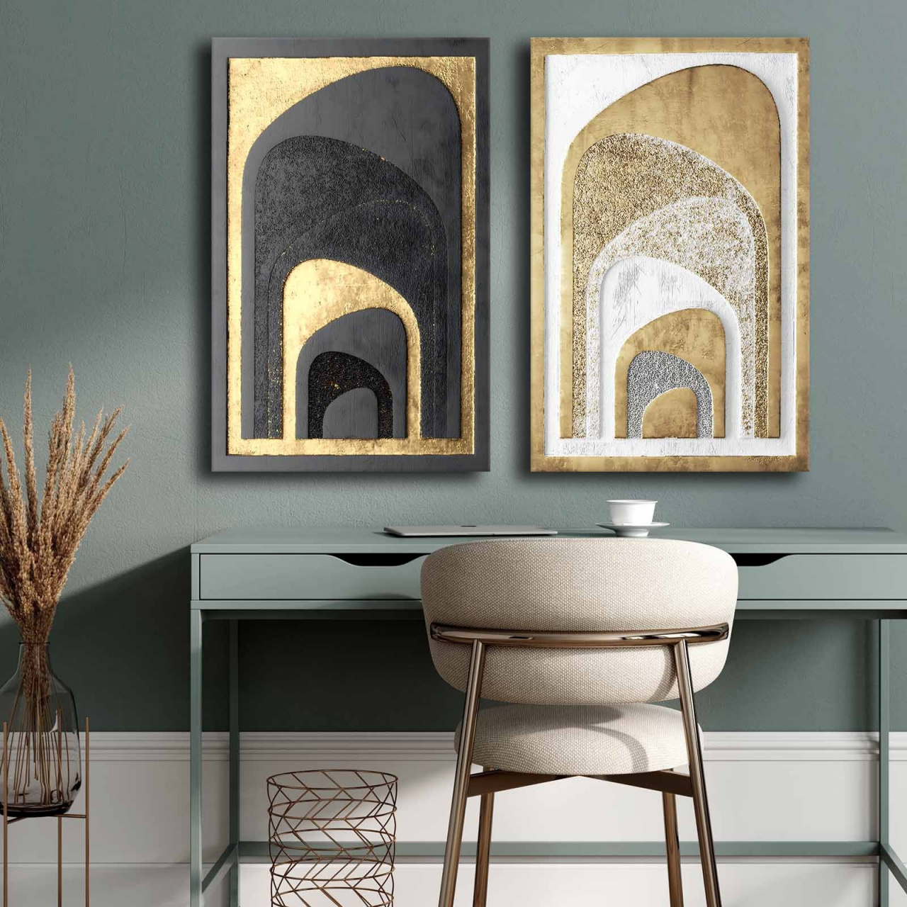 Posters, Prints, & Visual Artwork Set 2 tablouri multicolore din fibre naturale 45x70 cm Dista The Home Collection