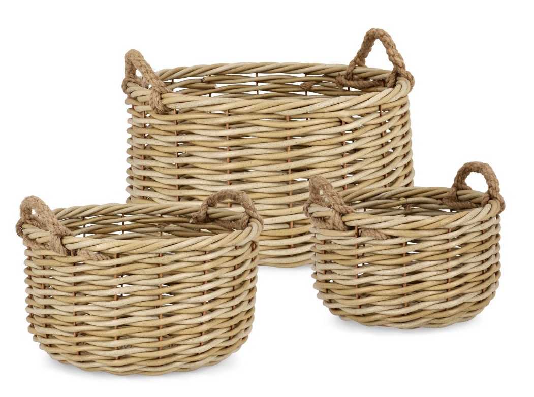 Baskets Set 3 cosuri maro din fibre sintetice Julen Natural Bizzotto