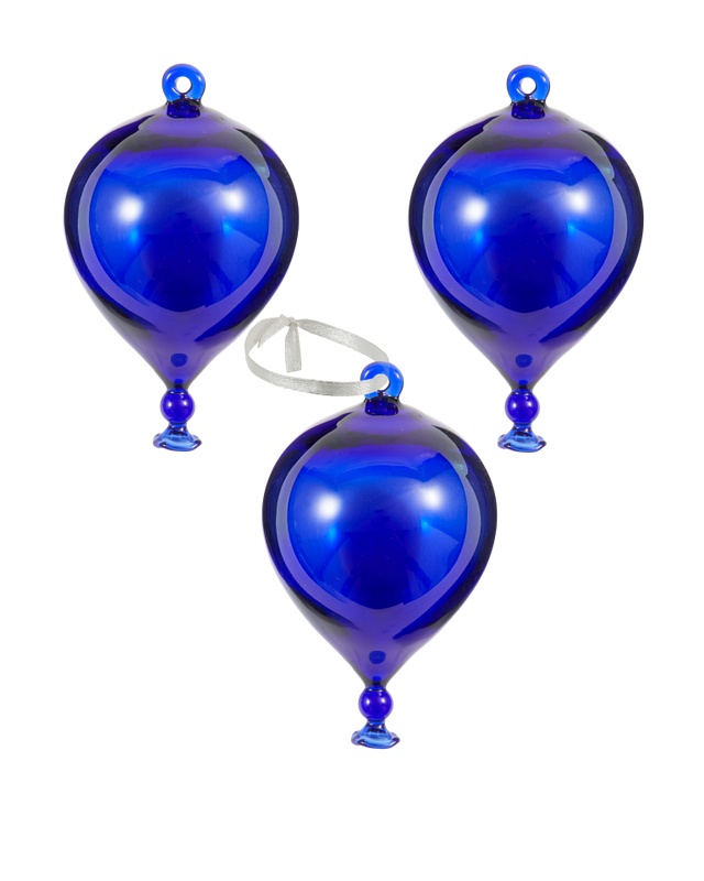 Seasonal & Holiday Decorations Set 3 decoratiuni suspendabile albastre din sticla Balloon Pols Potten