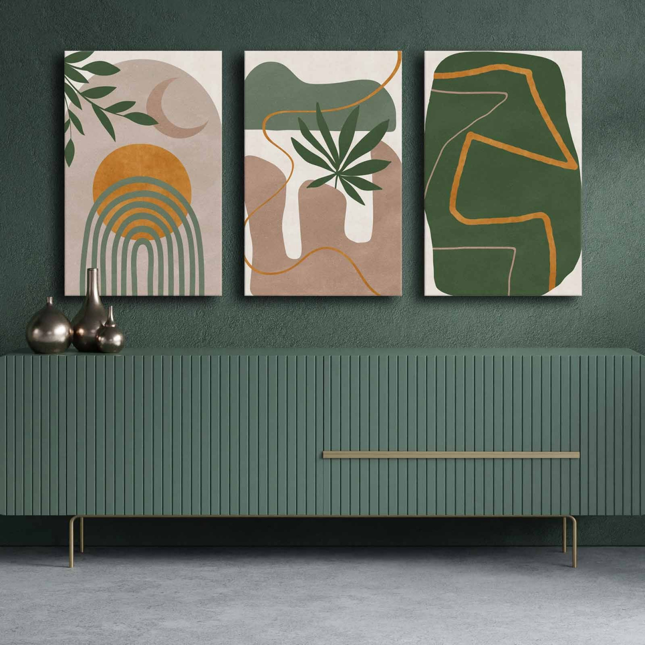Posters, Prints, & Visual Artwork Set 3 tablouri multicolore din fibre naturale 45x70 cm Simplera The Home Collection