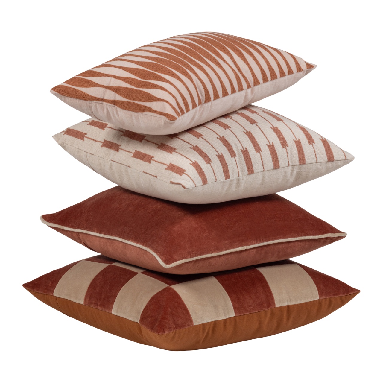 Throw Pillows Set 4 perne roz/maro din bumbac Zena Woood