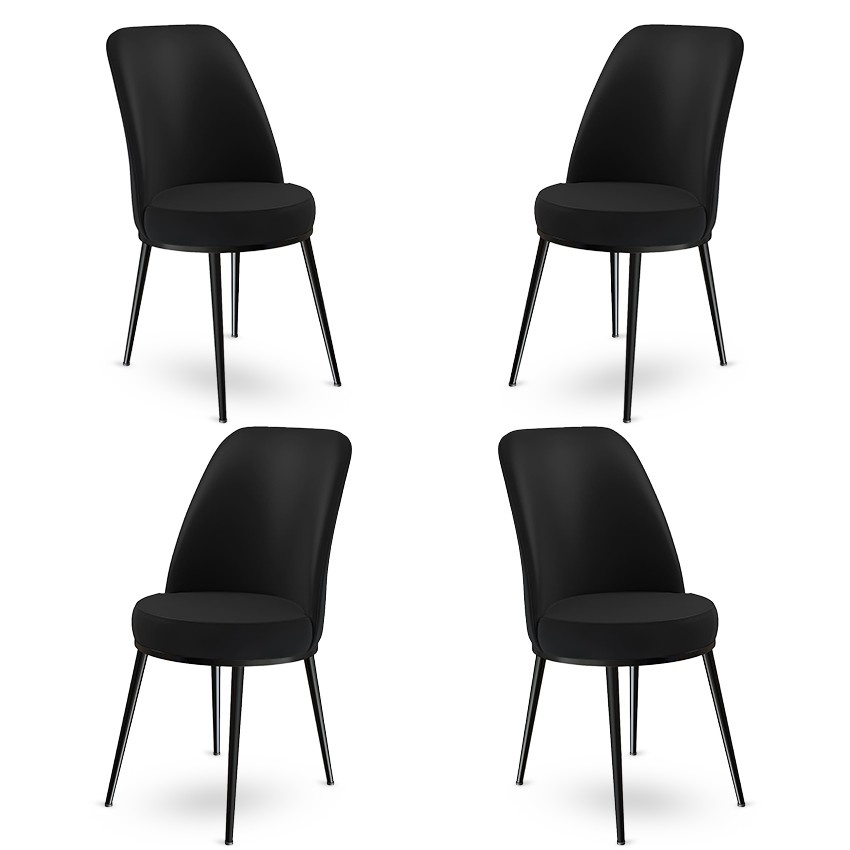 Chairs Set 4 scaune dining negre din textil Dexa The Home Collection