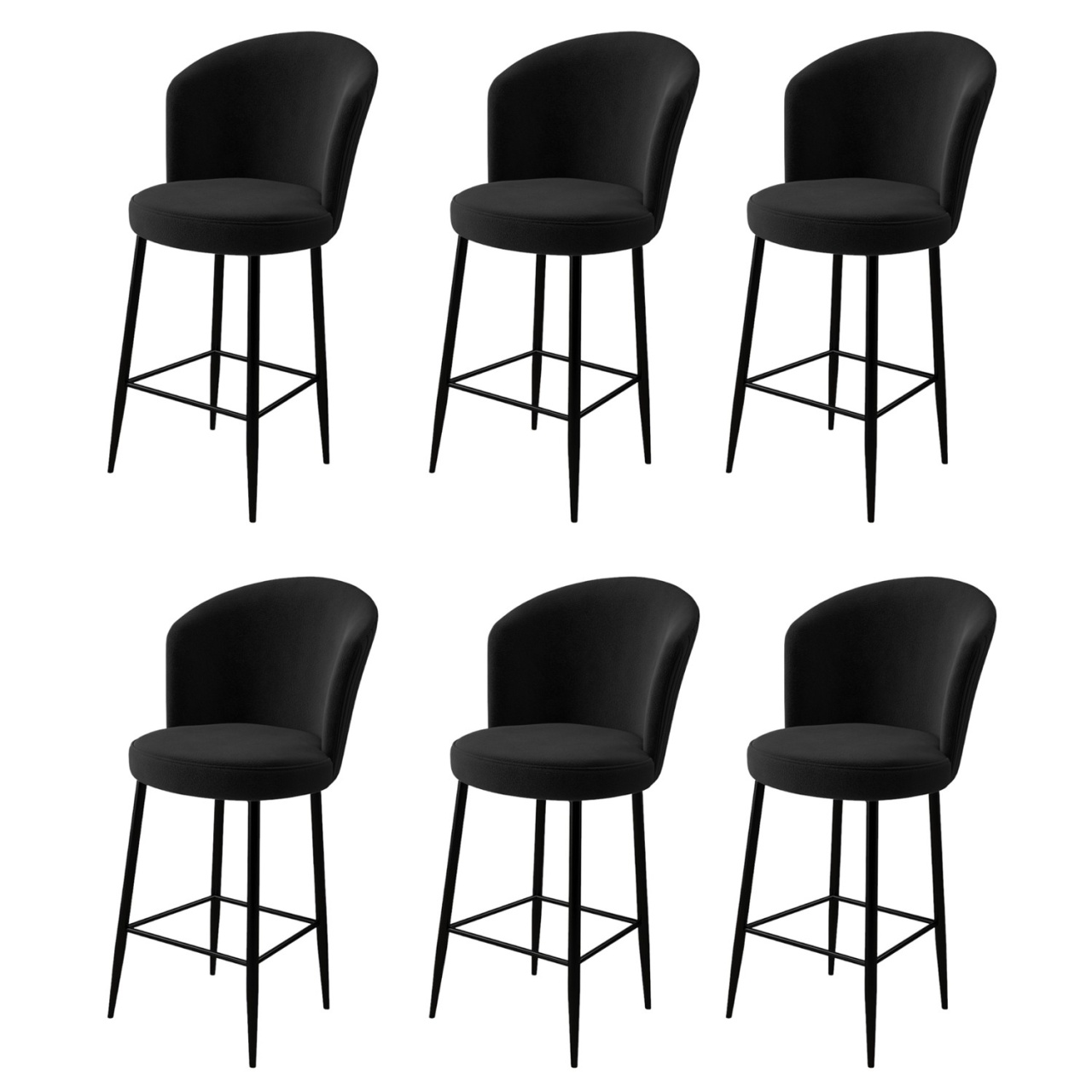 Chairs Set 6 scaune bar negru din textil Fora The Home Collection