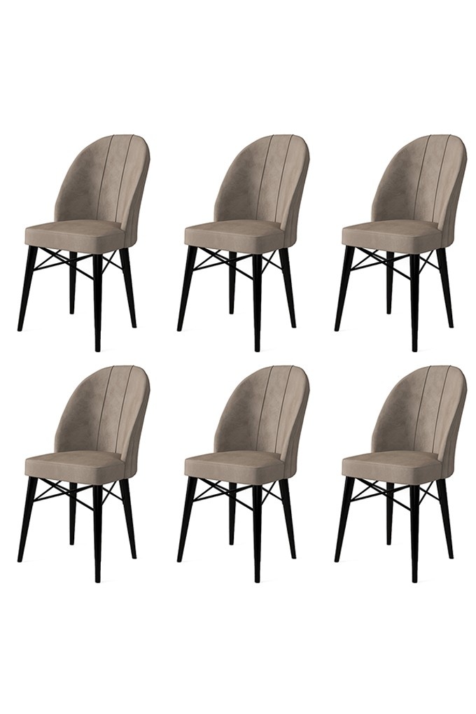 Chairs Set 6 scaune dining maro cappuccino/negru din textil Ritim The Home Collection
