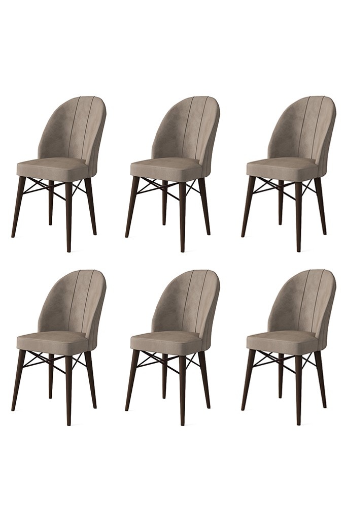 Chairs Set 6 scaune dining maro din textil Ritim The Home Collection
