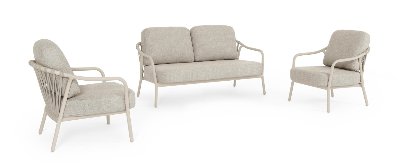 Outdoor Furniture Sets Set canapea exterior cu 2 fotolii gri din metal Edvige Bizzotto