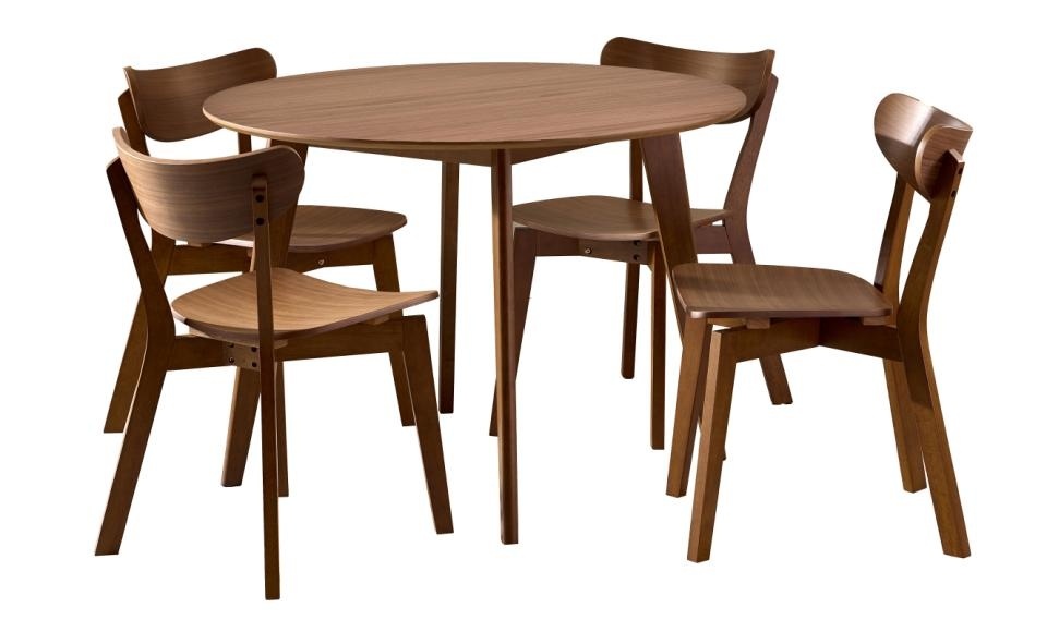 masa si scaune bucatarie Set masa dining si 4 scaune maro din metal Roxby Round Actona Company