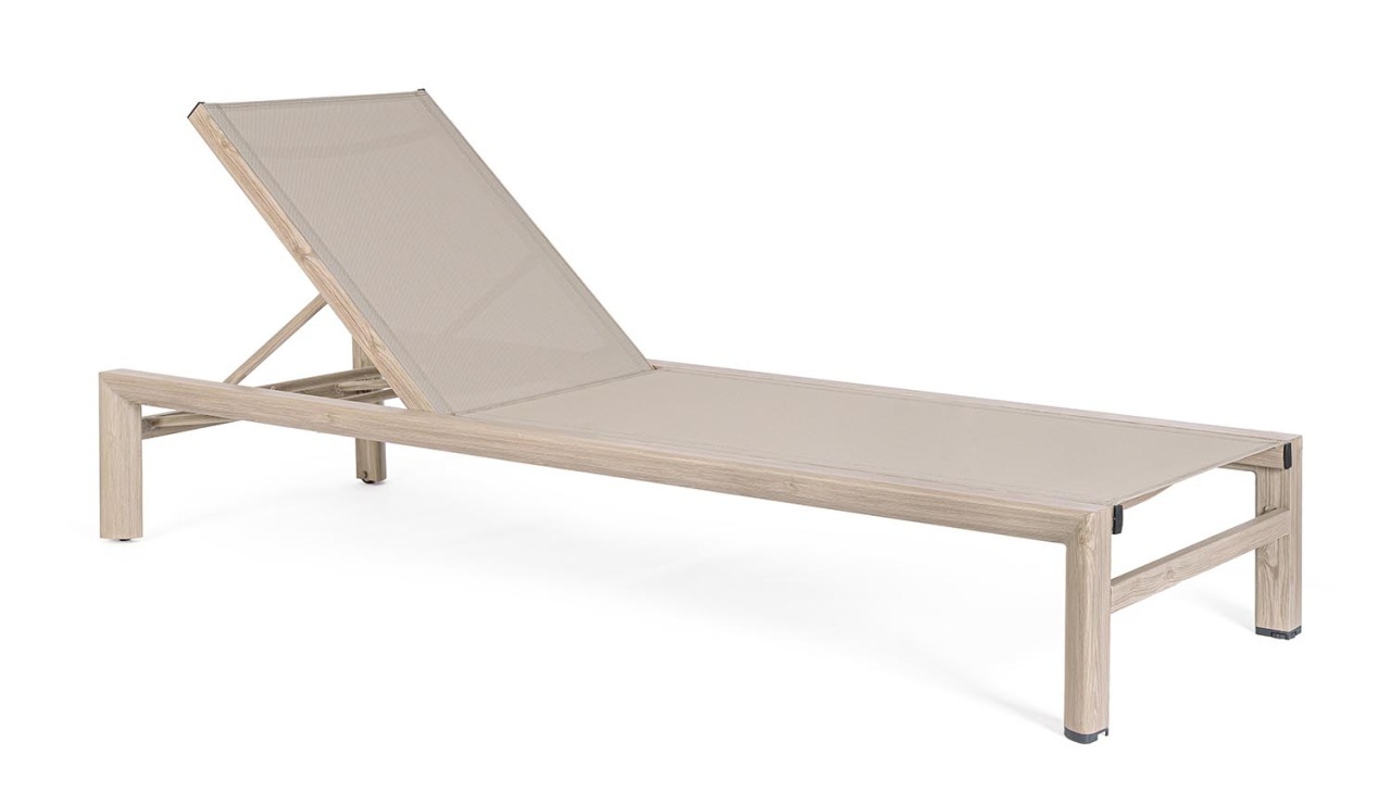 sezlong portabil Sezlong crem/gri din metal Skipper Natural Bizzotto