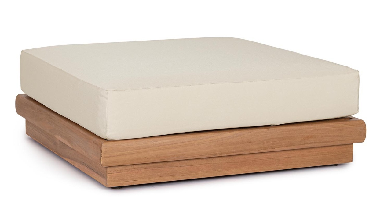 Outdoor Furniture Taburet exterior maro/crem din lemn Delgada Ottoman Bizzotto