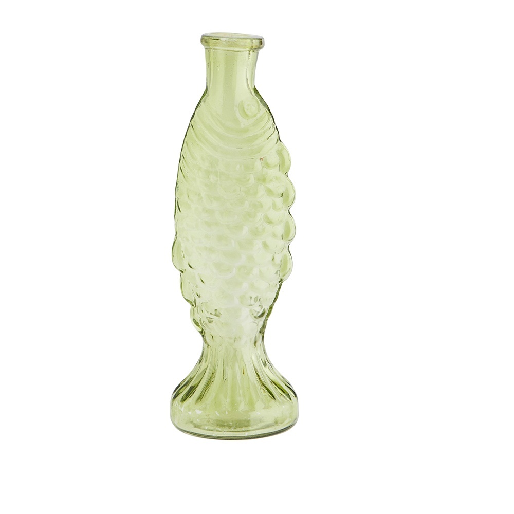Vases Vaza verde din sticla 20 cm Fish Madam Stoltz