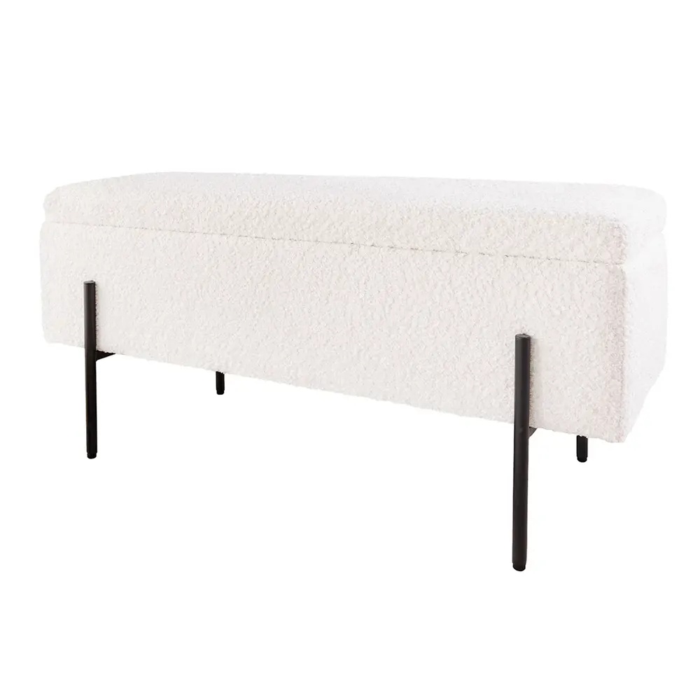 seturi dormitoare Bancheta alba din textil 100 cm Loft Boucle The Home Collection