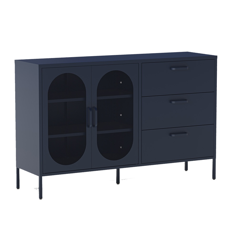 Buffets & Sideboards Bufet inferior albastru din metal 140 cm Diora Quiet Object