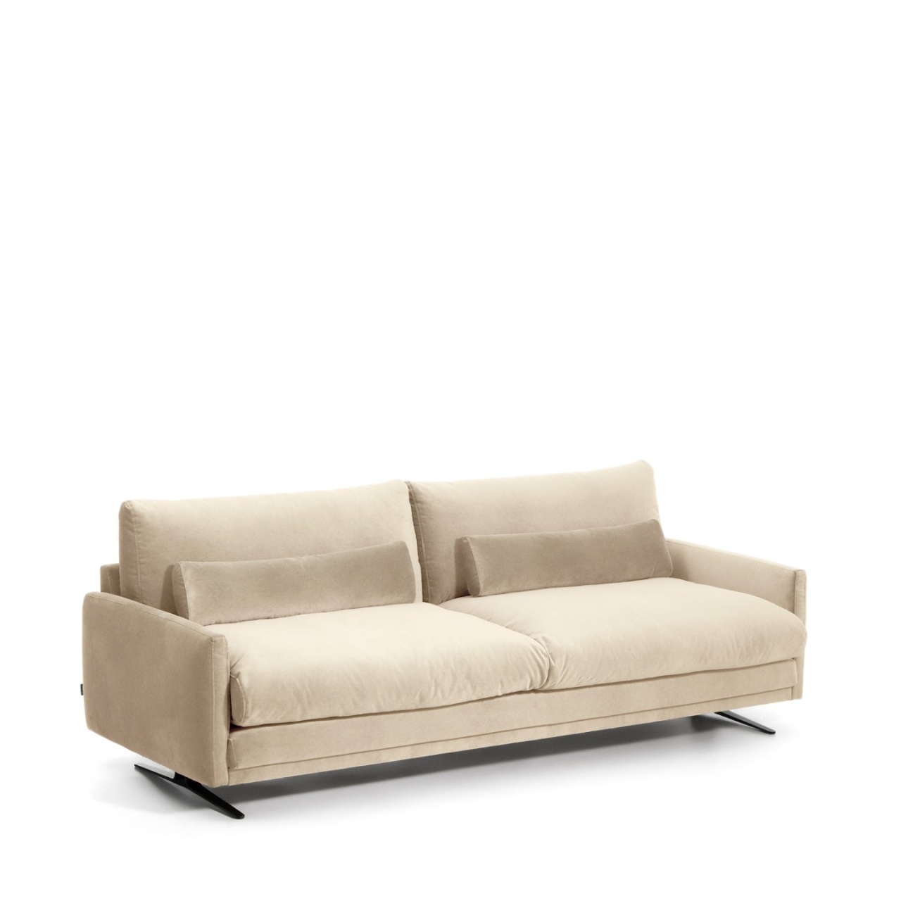 Sofas Canapea bej perla din catifea pentru 3 persoane Veliro Kave Home