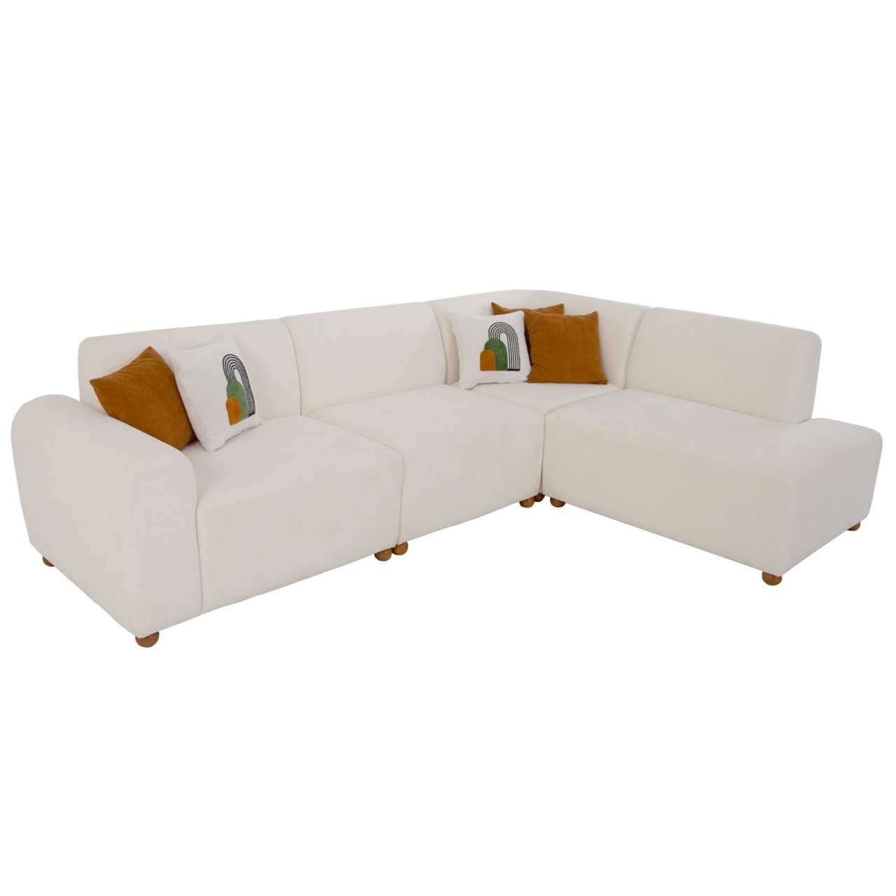 Sofas Canapea cu colt alba din textil 290 cm S-loft Right The Home Collection