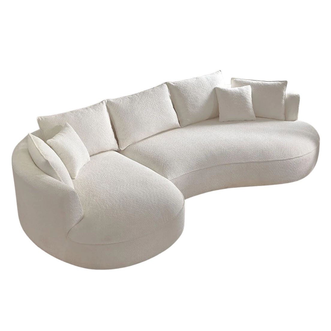 Sofas Canapea cu colt alba din textil 317 cm Venedik Left The Home Collection