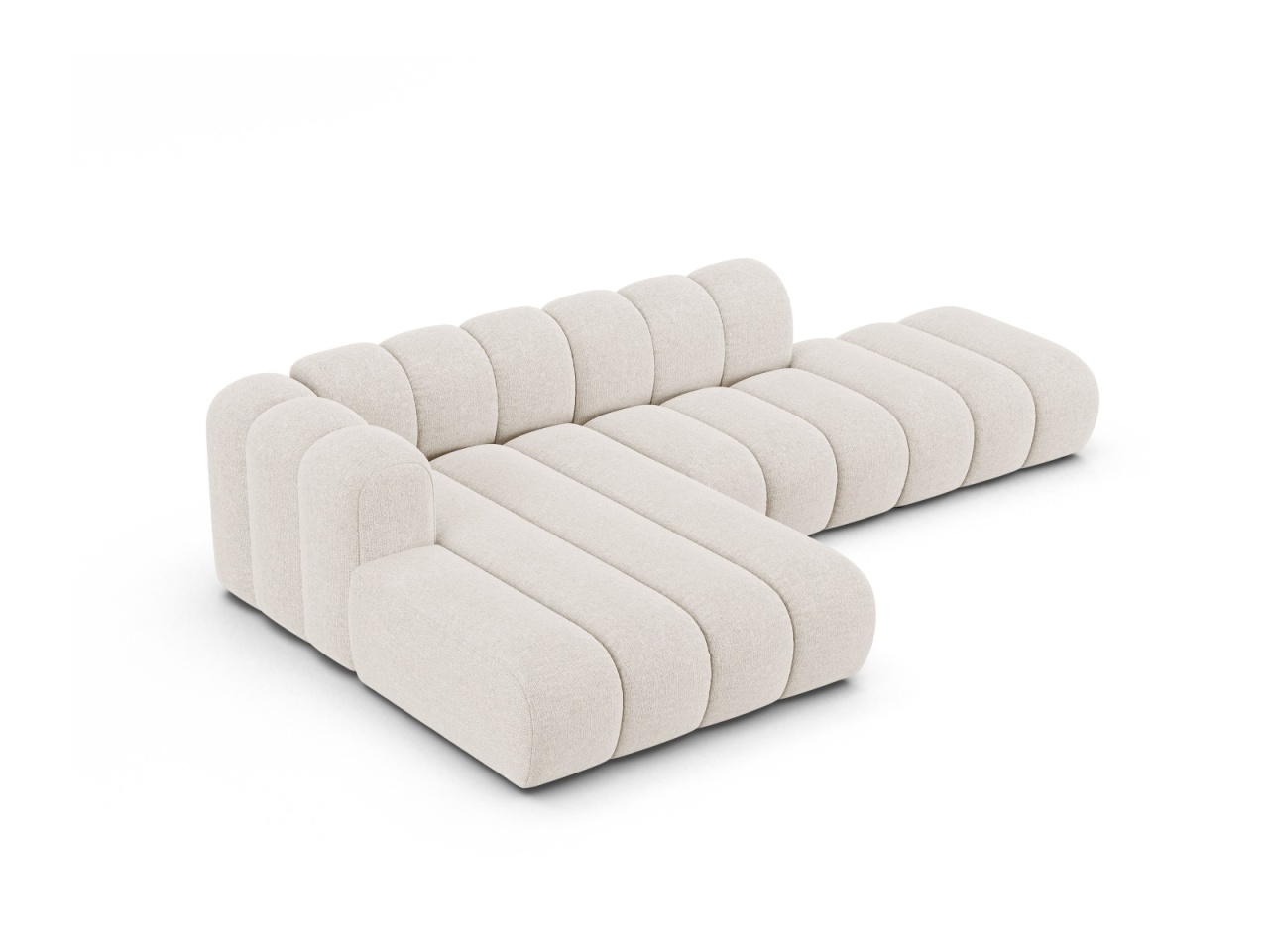 Canapea cu colt bej deschis din textil pentru 5 persoane Lupine Chenille Left Micadoni