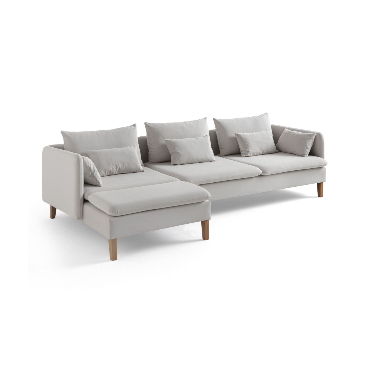Sofas Canapea cu colt crem din textil 285 cm Flexy Left Velvet The Home Collection