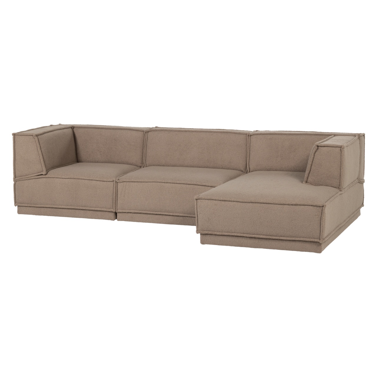 Sofas Canapea cu colt grej din textil 276 cm Manu Teddy Right Woood