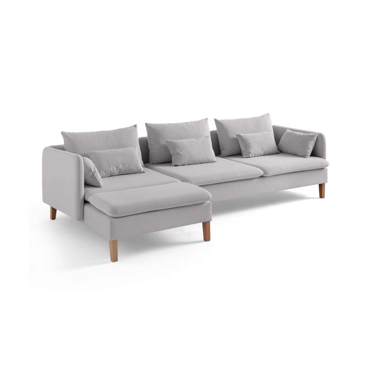 Sofas Canapea cu colt gri din textil 285 cm Flexy Left Velvet The Home Collection