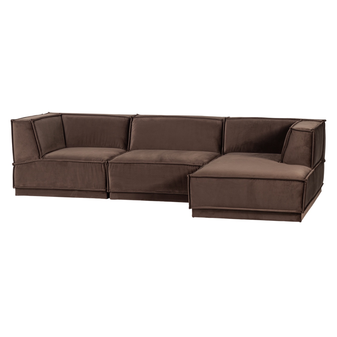 Sofas Canapea cu colt maro din catifea 276 cm Manu Right Woood