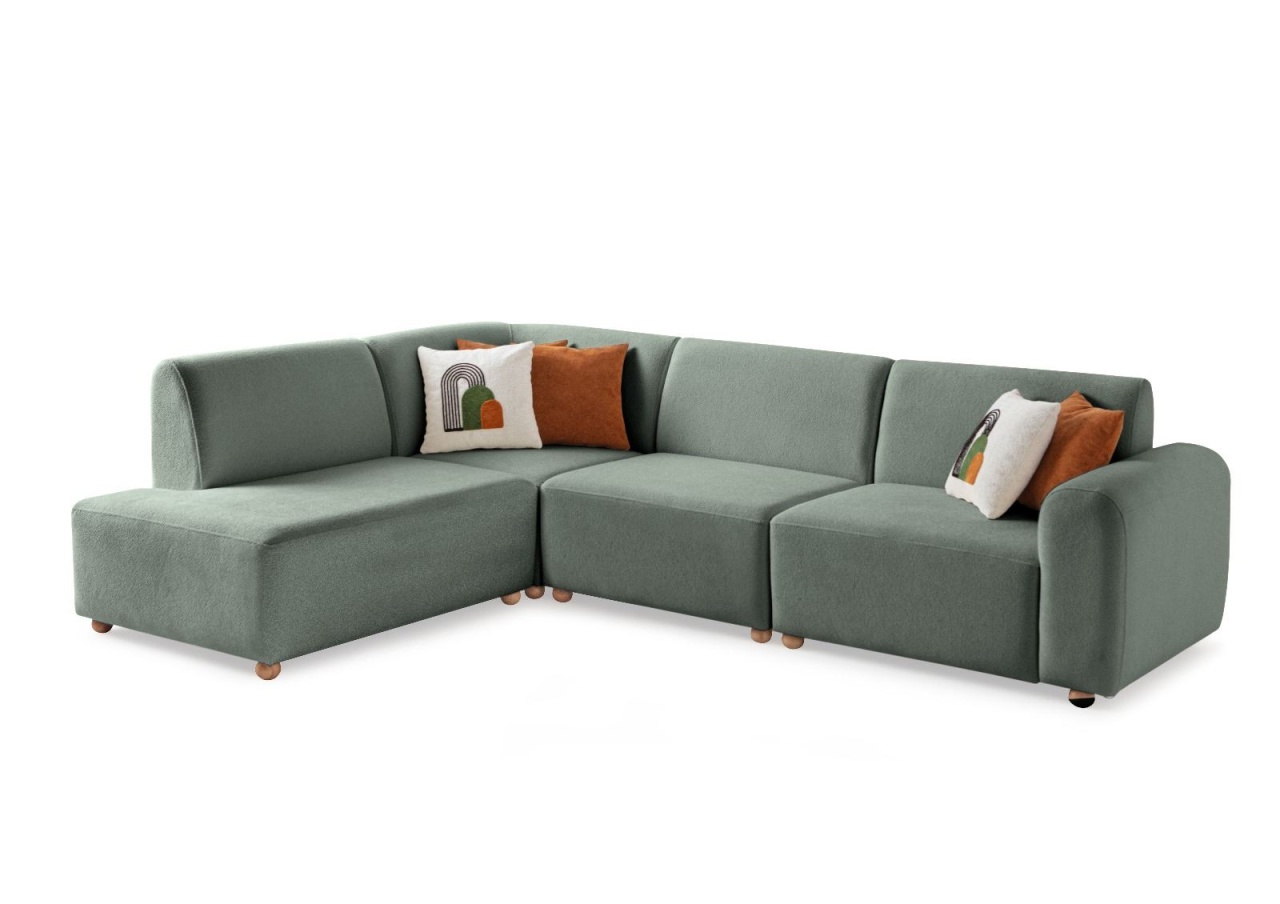 Sofas Canapea cu colt verde din textil 290 cm S-loft Left The Home Collection