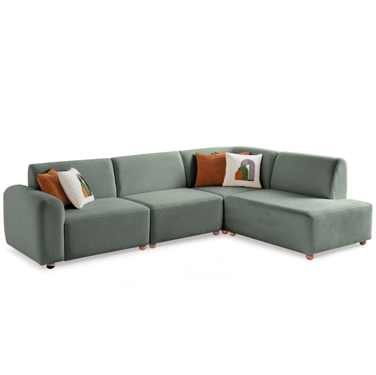 Sofas Canapea cu colt verde din textil 290 cm S-loft Right The Home Collection