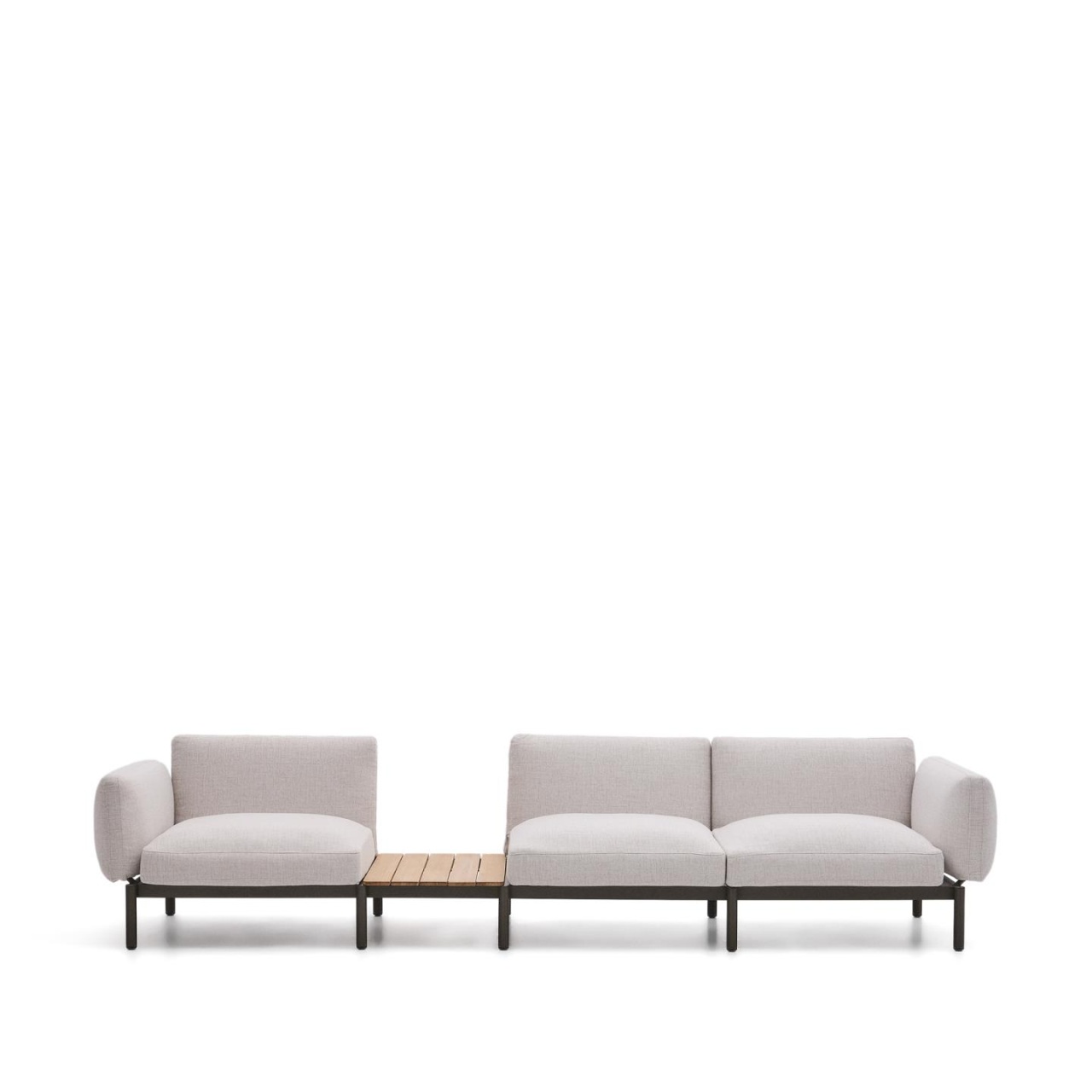Canapea modulara exterior bej/verde din textil pentru 3 persoane Sorells Kave Home