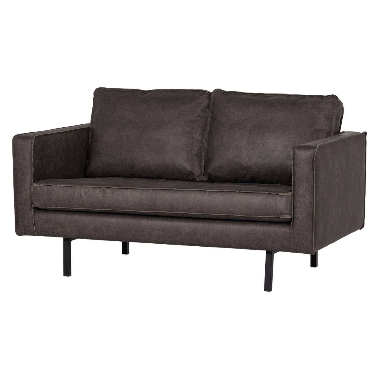 Sofas Canapea neagra din piele pentru 2 persoane Rodeo Woood