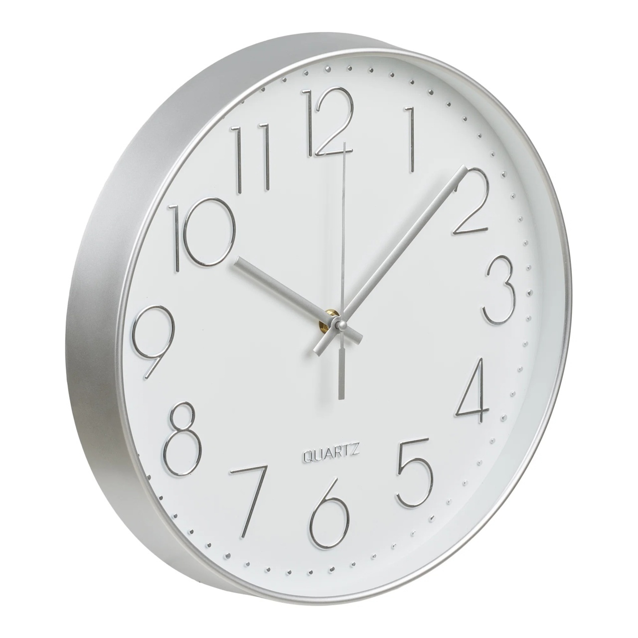 Wall Clocks Ceas de perete rotund argintiu din plastic 35 cm Lalibela House Nordic
