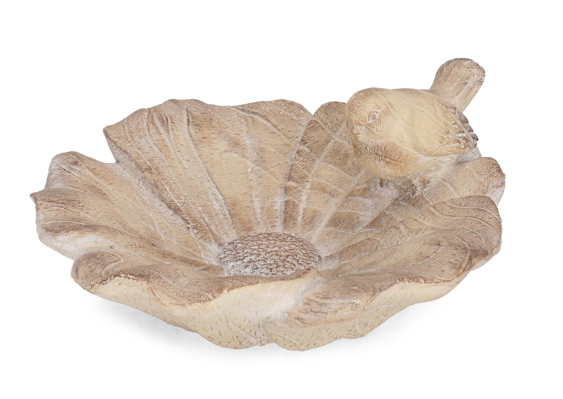 piatra alba decorativa Farfurie decorativa bej din piatra 36x38 cm Blossy Bird Bizzotto