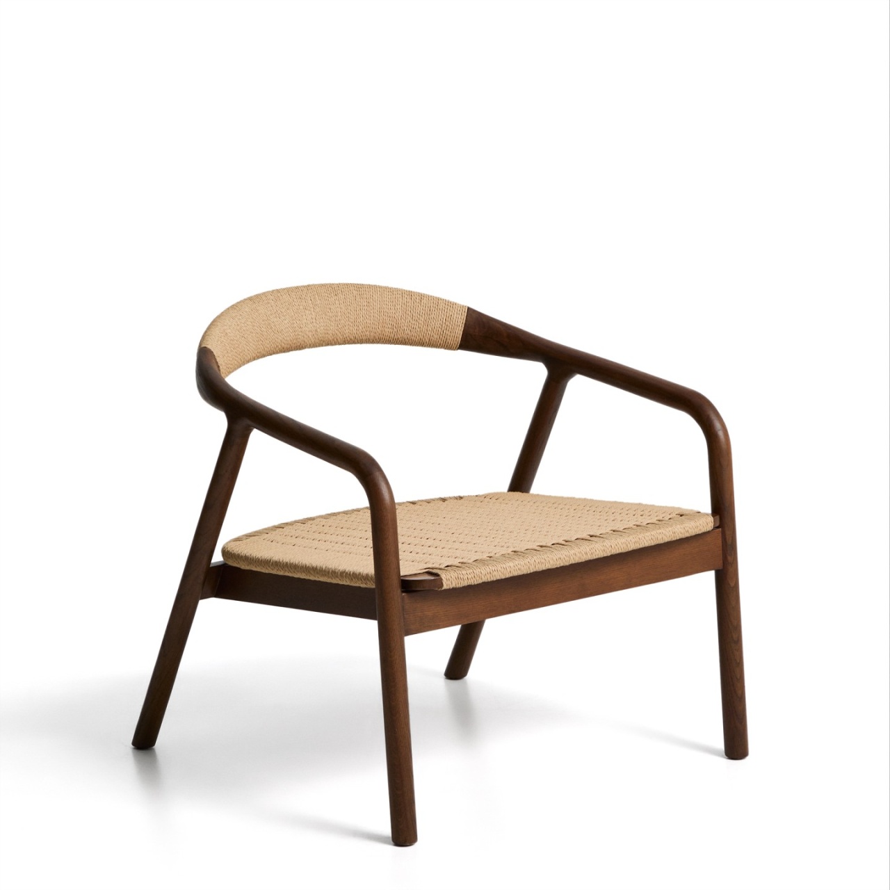 kave taburetes Fotoliu crem/maro din lemn Derile Kave Home