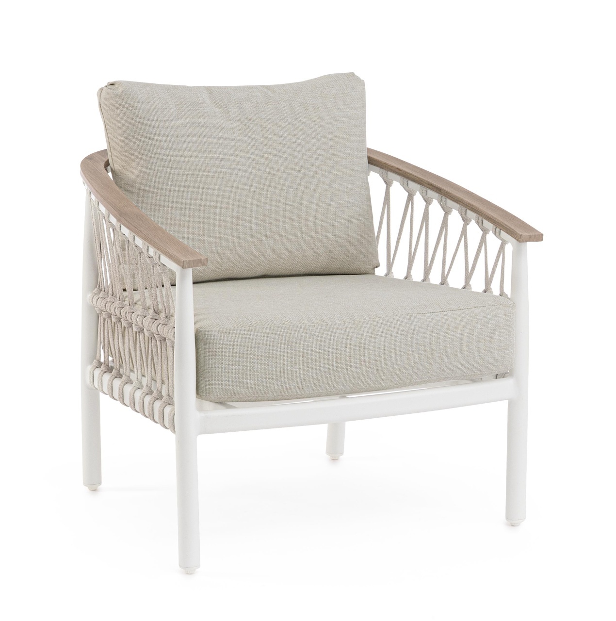 Furniture Fotoliu exterior maro/alb din textil Fenix Bizzotto