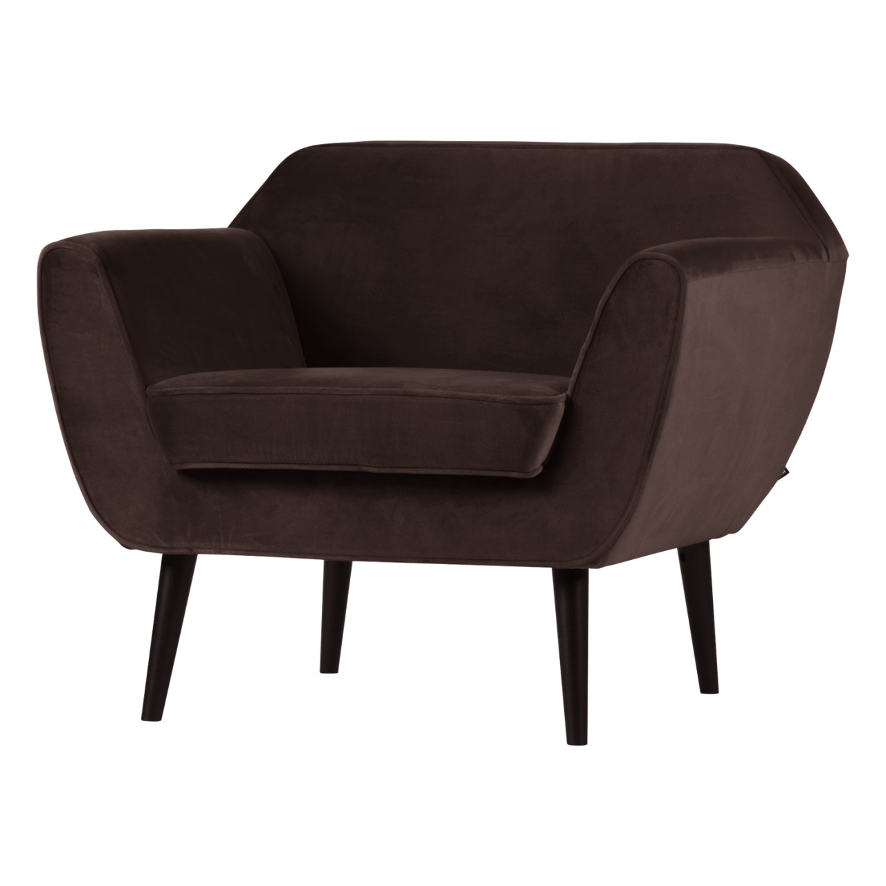 Chairs Fotoliu maro inchis din catifea Rocco Woood