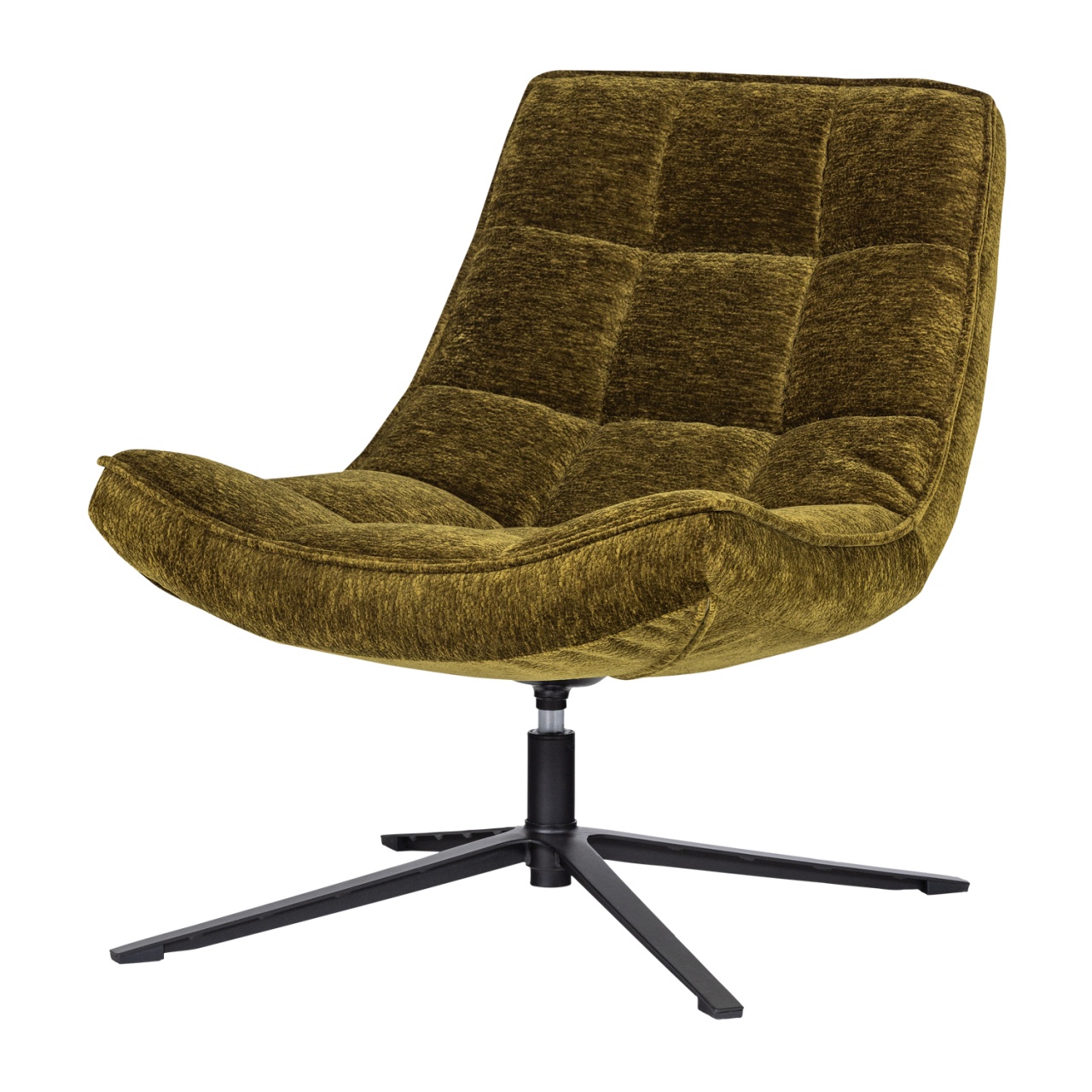 Chairs Fotoliu rotativ verde din textil Maudi Chenille Woood