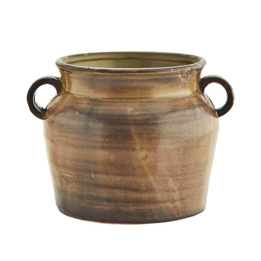 Pots & Planters Ghiveci galben mustar/maro din ceramica 20 cm Stars Madam Stoltz